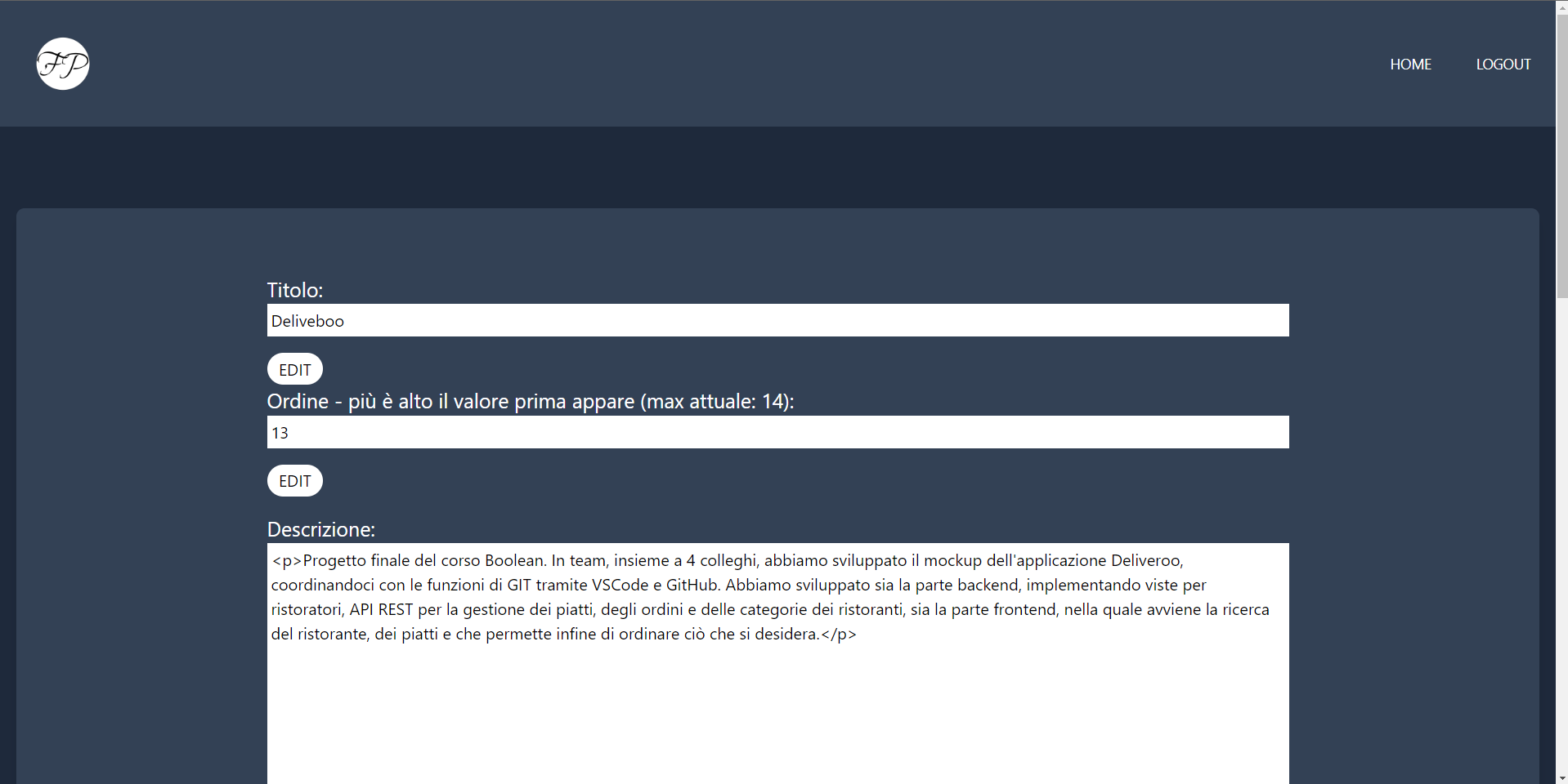 Screenshot del progetto FP.IT 1.0